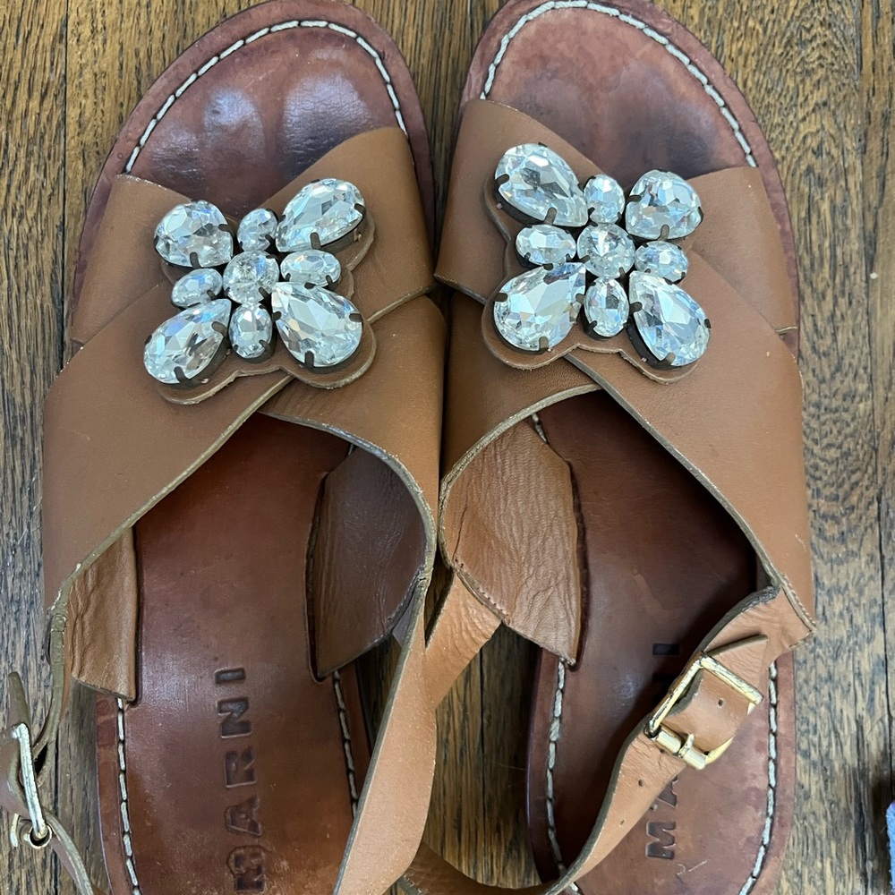 Marni leather sandals with adorable crystals size 38
